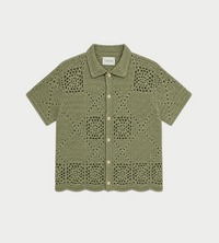 Carbone - Solid Crochet Shirt Green