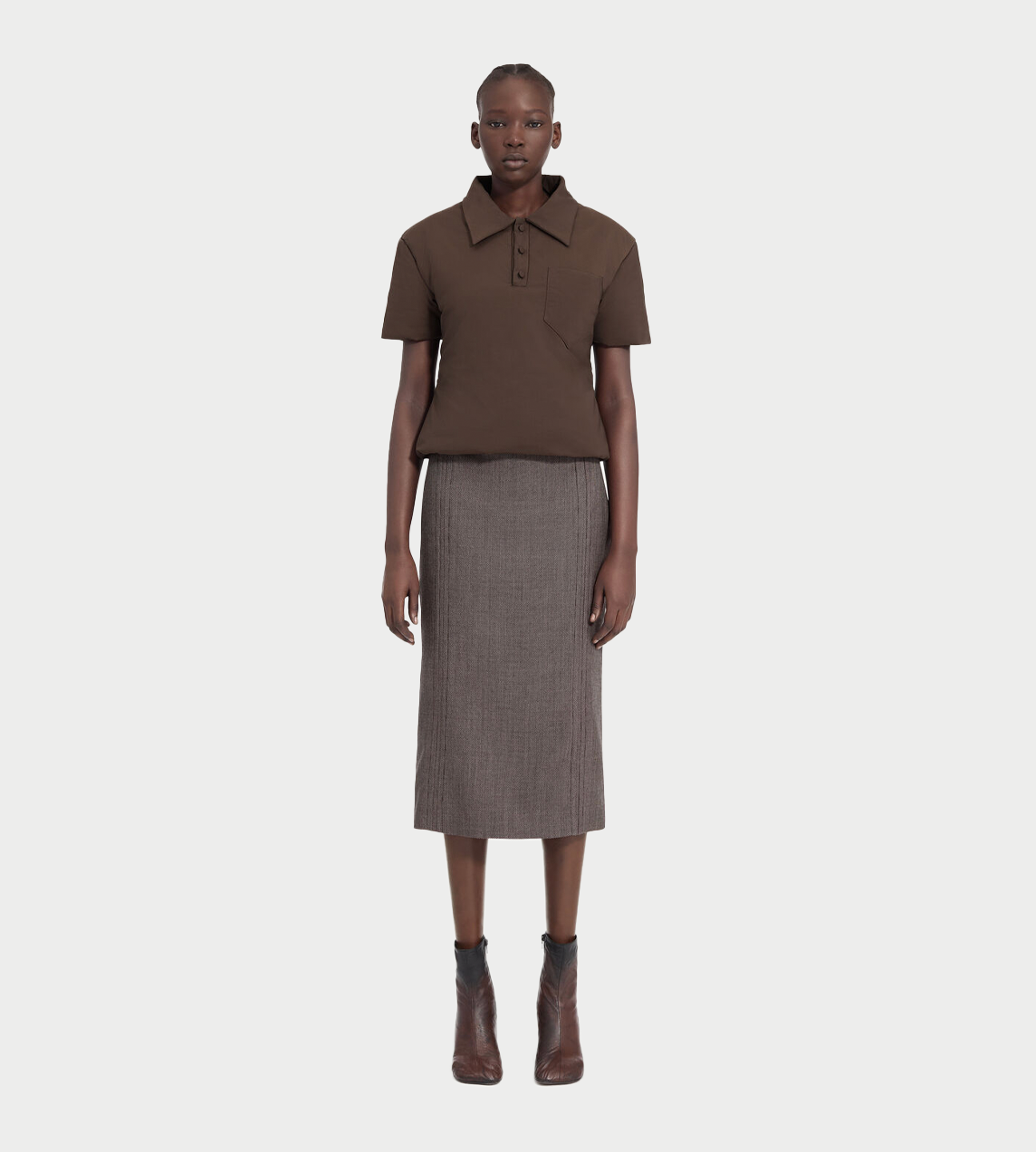 MM6 MAISON MARGIELA - Padded polo top Brown