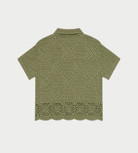 Carbone - Solid Crochet Shirt Green