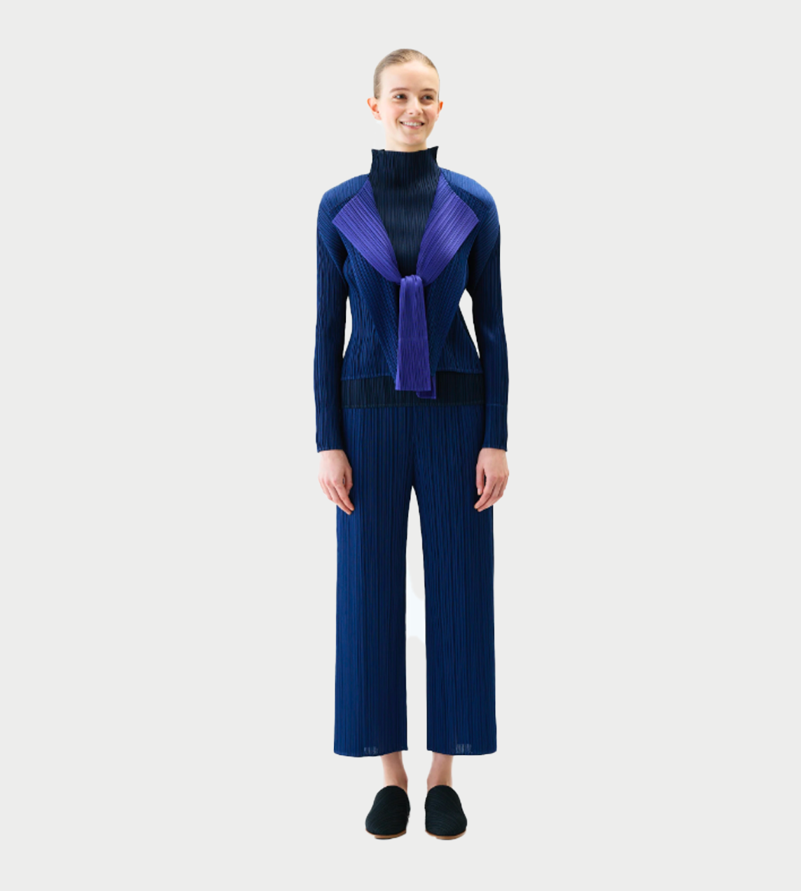 PLEATS PLEASE ISSEY MIYAKE - Basic Pleated Cardigan Navy