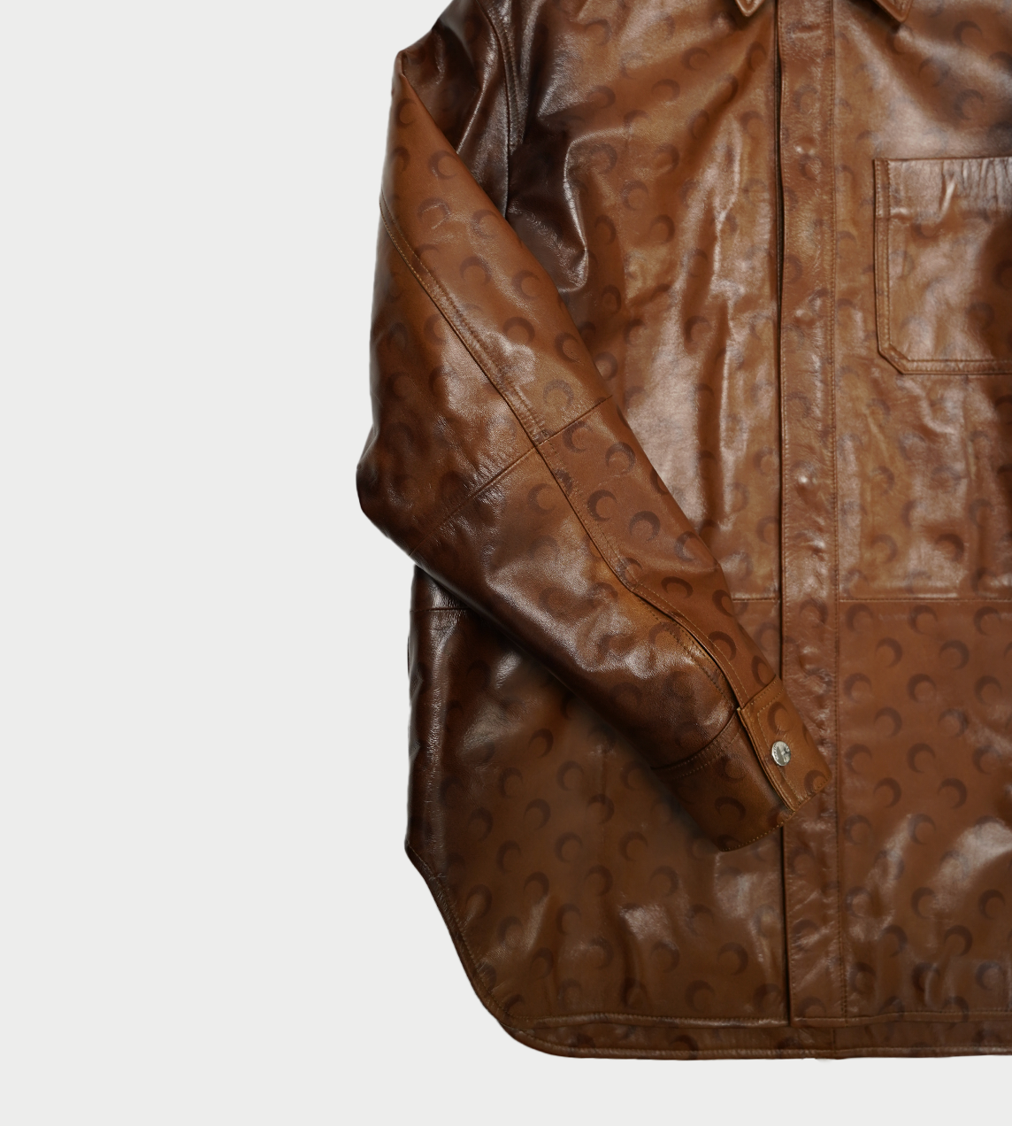 MARINE SERRE - Moon Airbrushed Leather Overshirt Brown