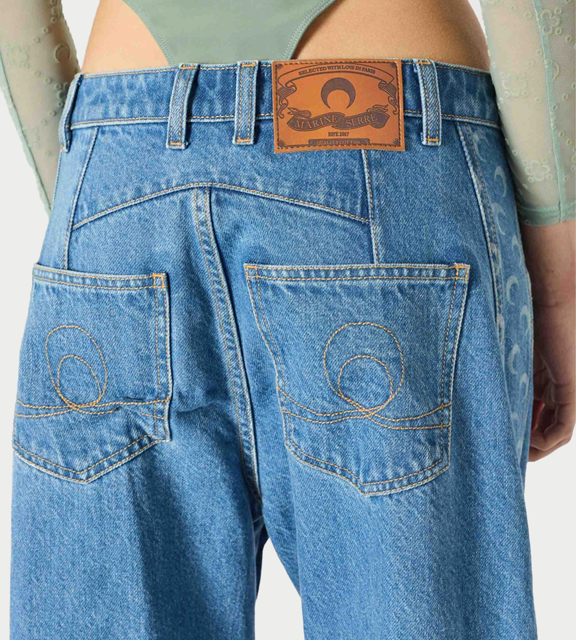 MARINE SERRE - Denim Barrel Jeans L.Blue