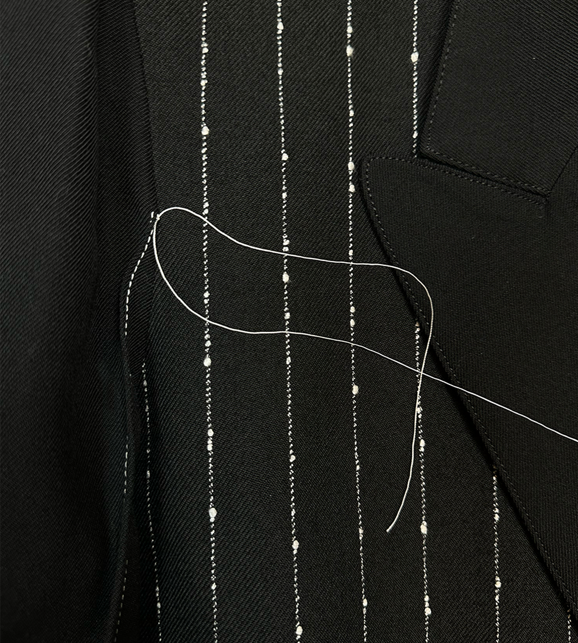 SULVAM - Wide Striped Stitch Long Coat Blk