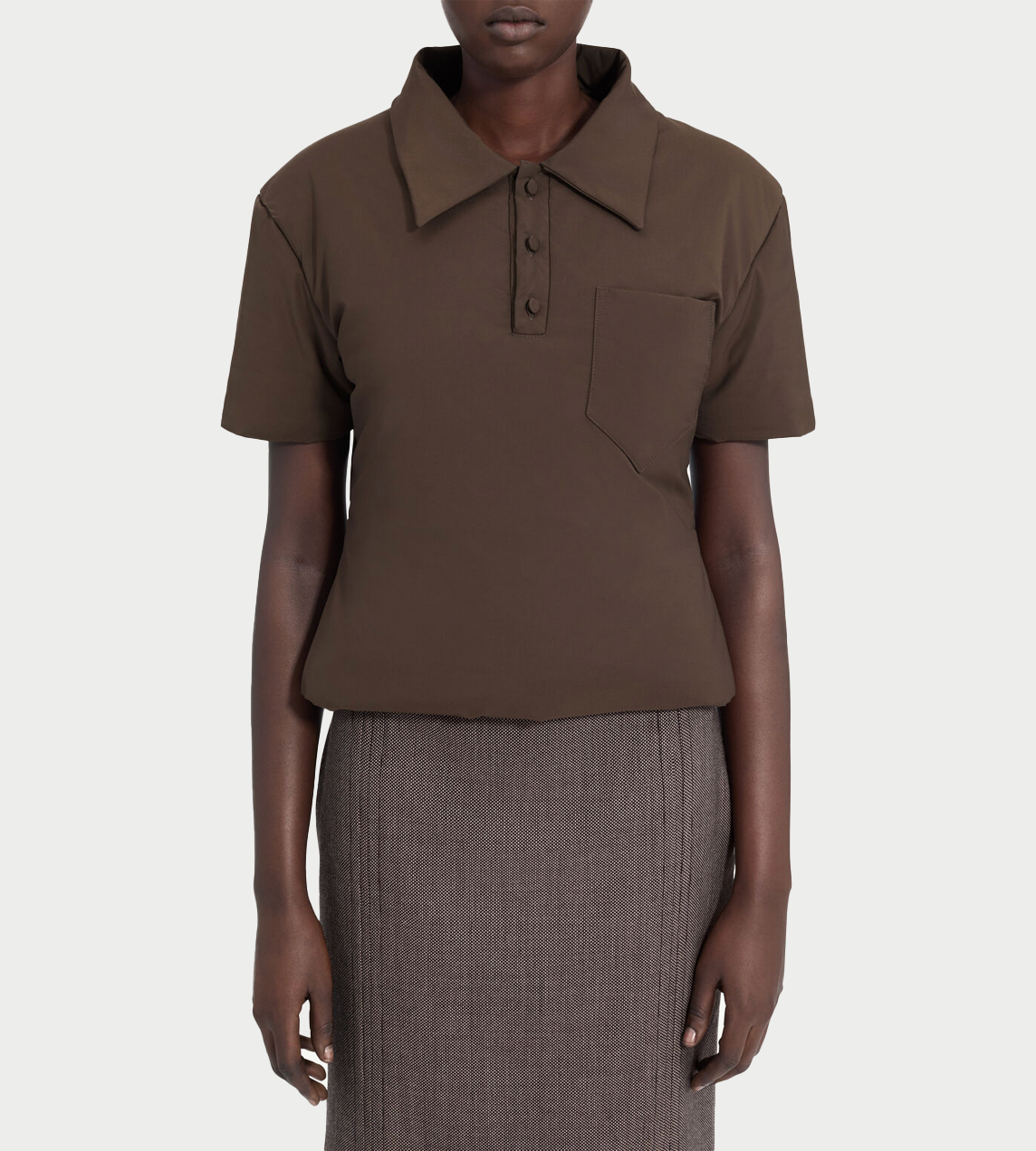 MM6 MAISON MARGIELA - Padded polo top Brown