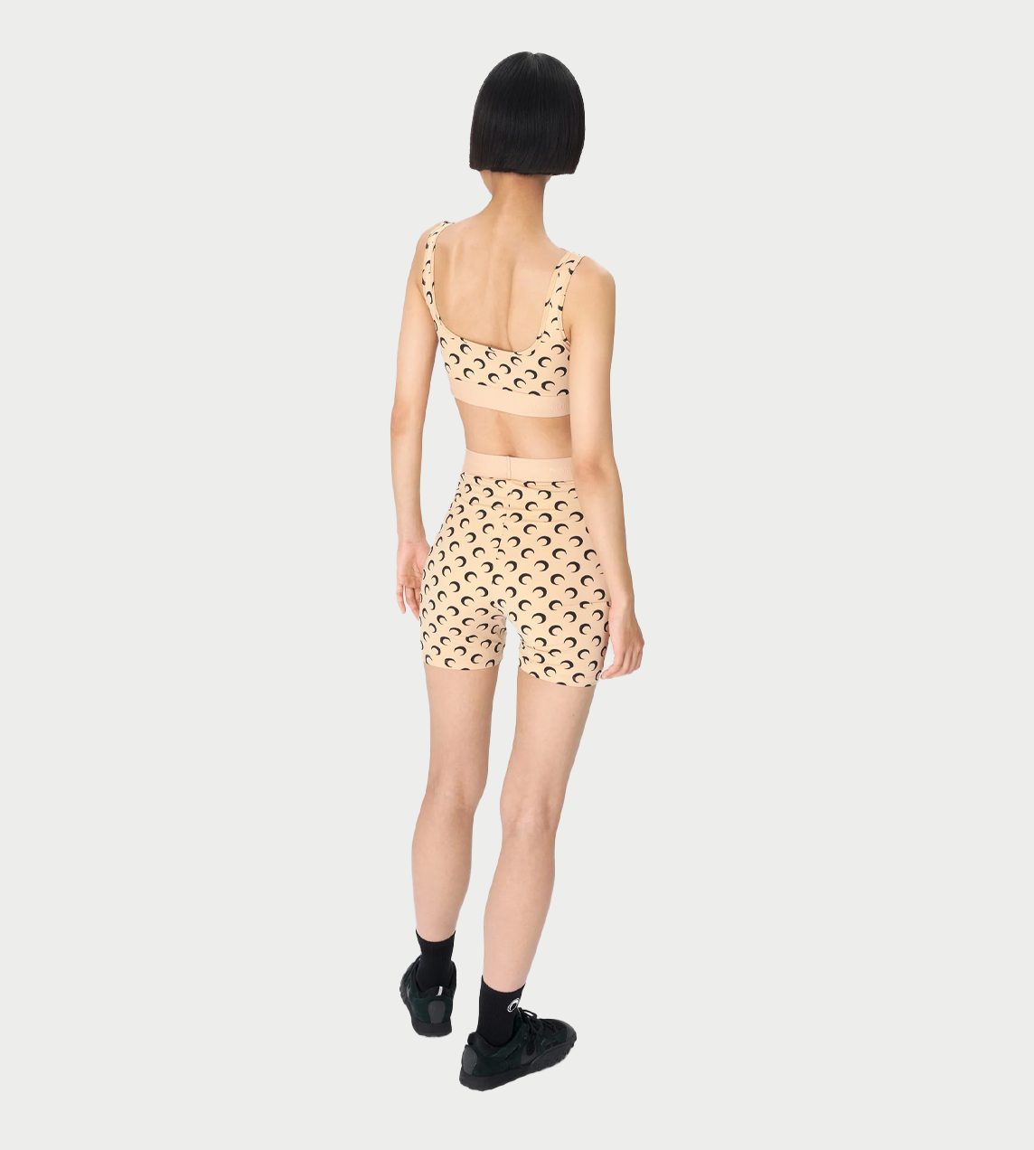 MARINE SERRE - Moon Printed Yoga Shorts Tan