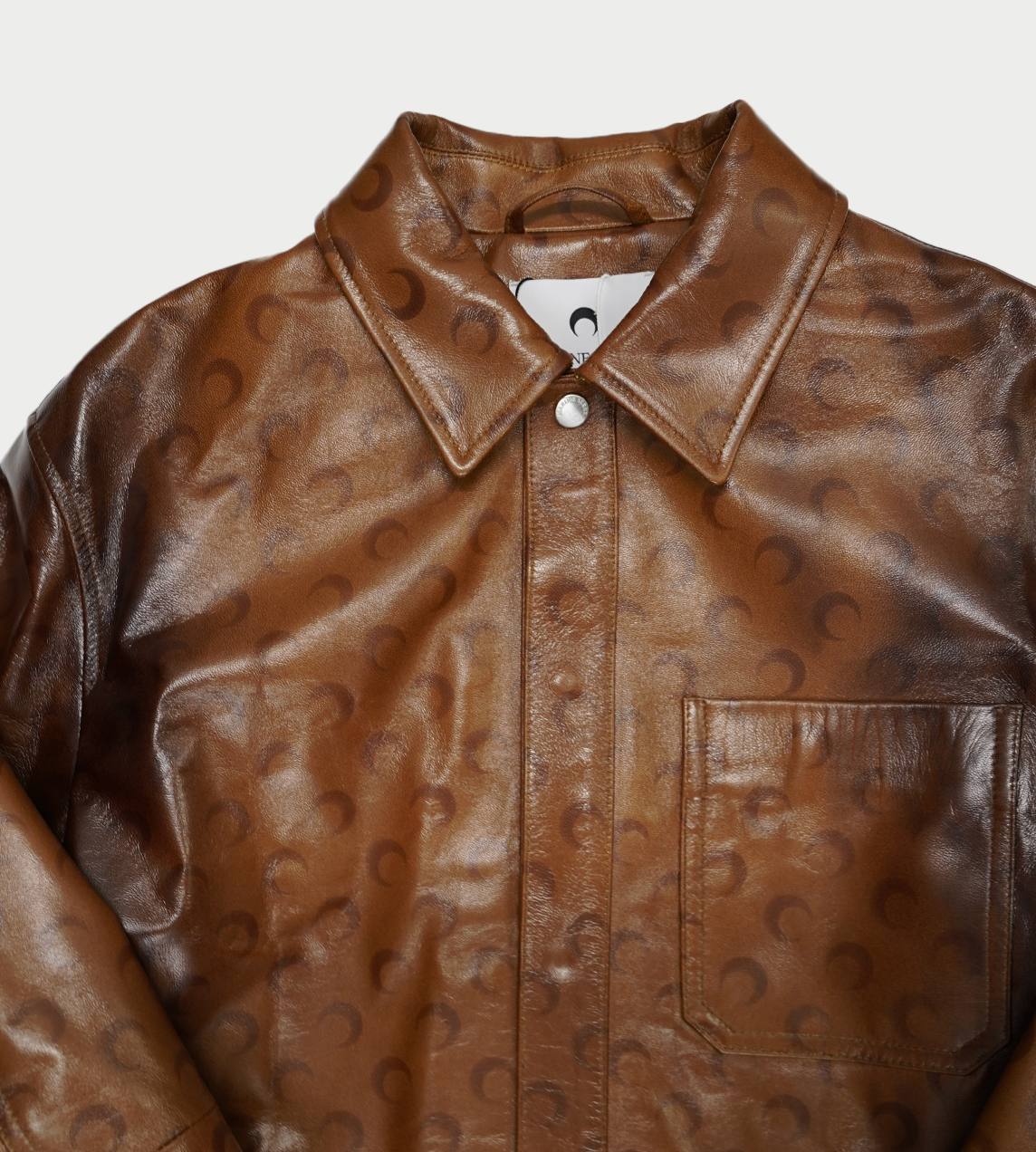 MARINE SERRE - Moon Airbrushed Leather Overshirt Brown