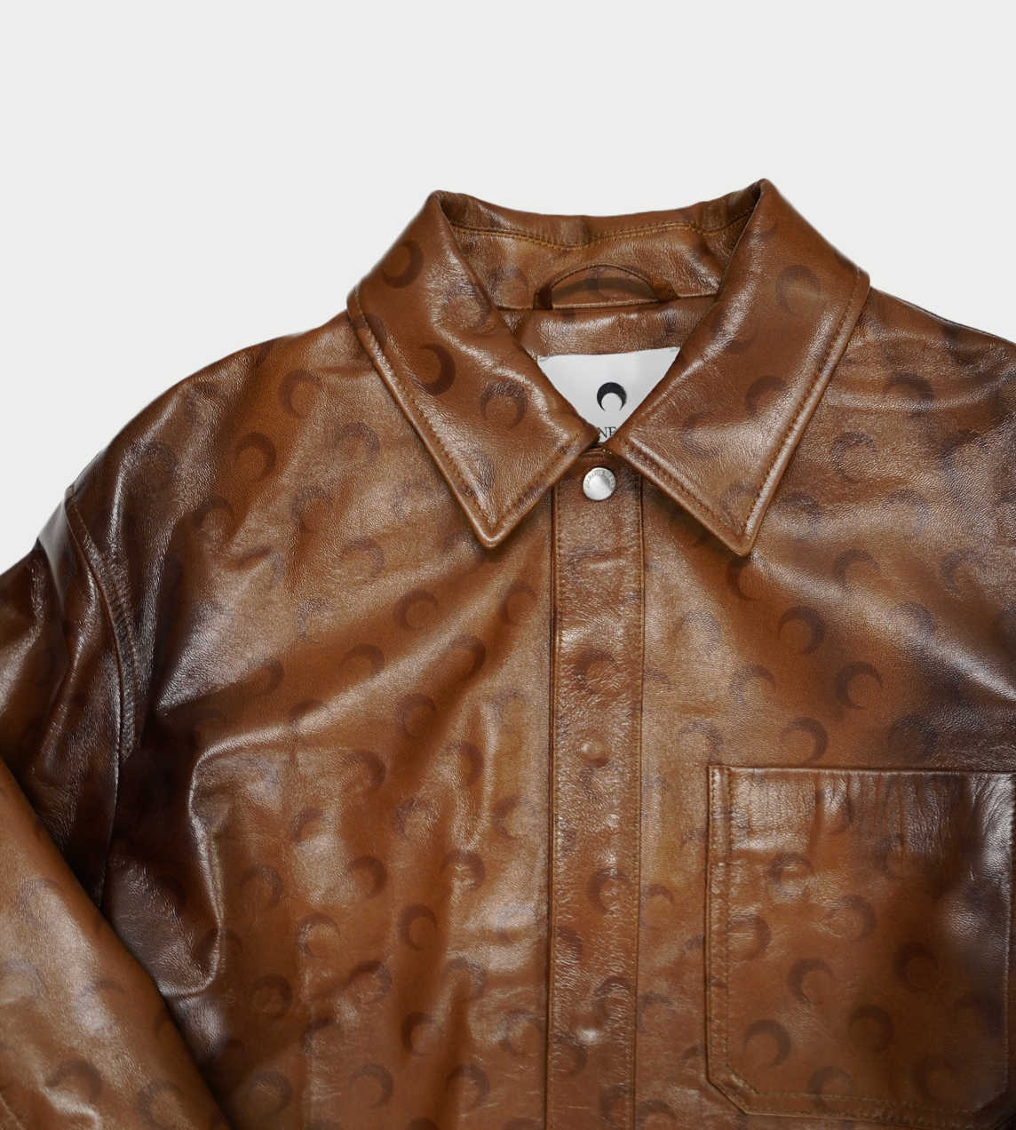 MARINE SERRE - Moon Airbrushed Leather Overshirt Brown