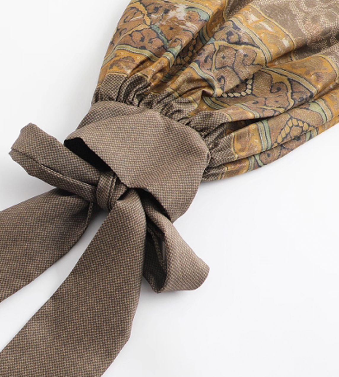 Silk Prints Tie-front Blouse Green