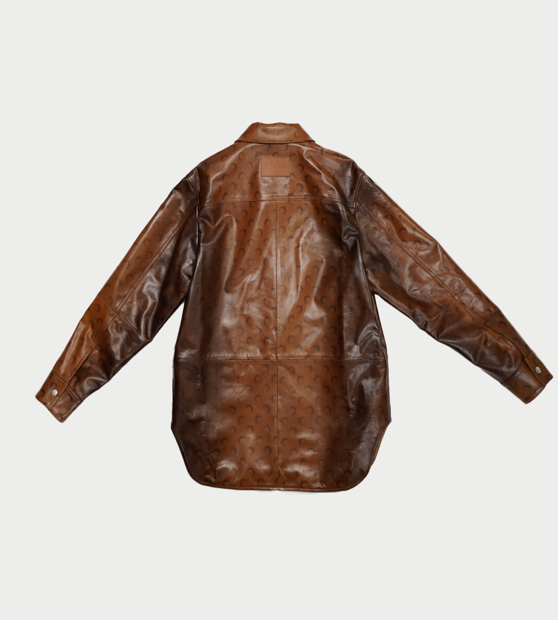 MARINE SERRE - Moon Airbrushed Leather Overshirt Brown