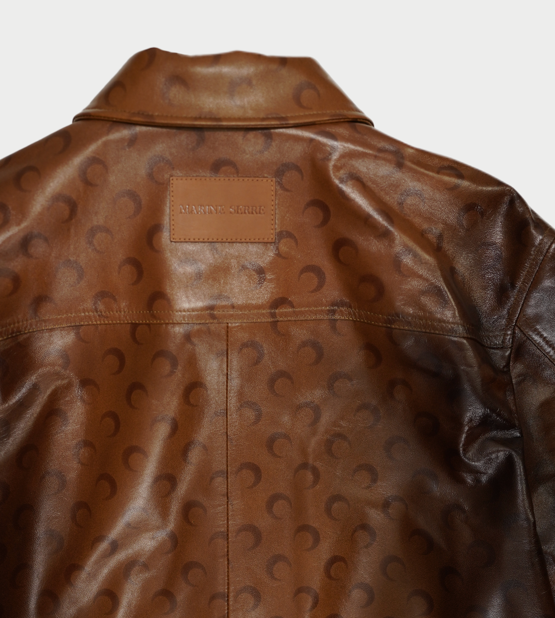 MARINE SERRE - Moon Airbrushed Leather Overshirt Brown