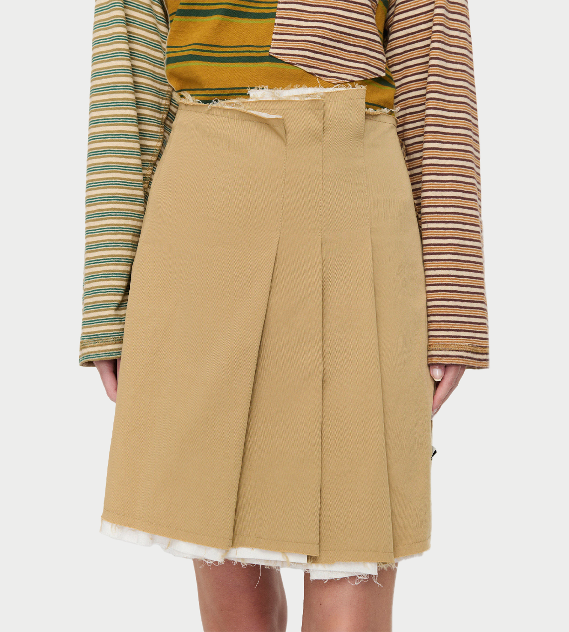 Pleated Mini Skirt Beige
