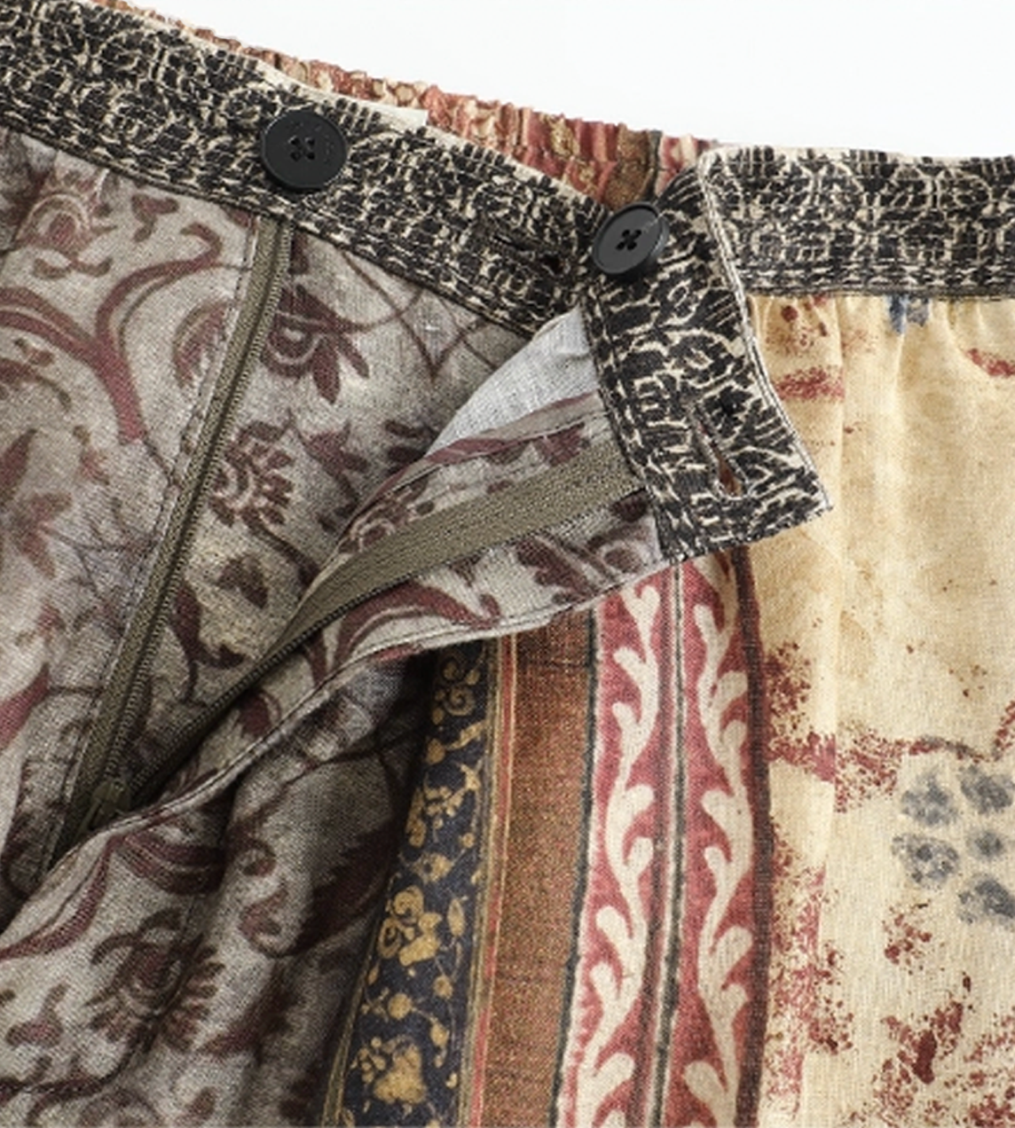 Linen Printed Wide- leg Pants Multi