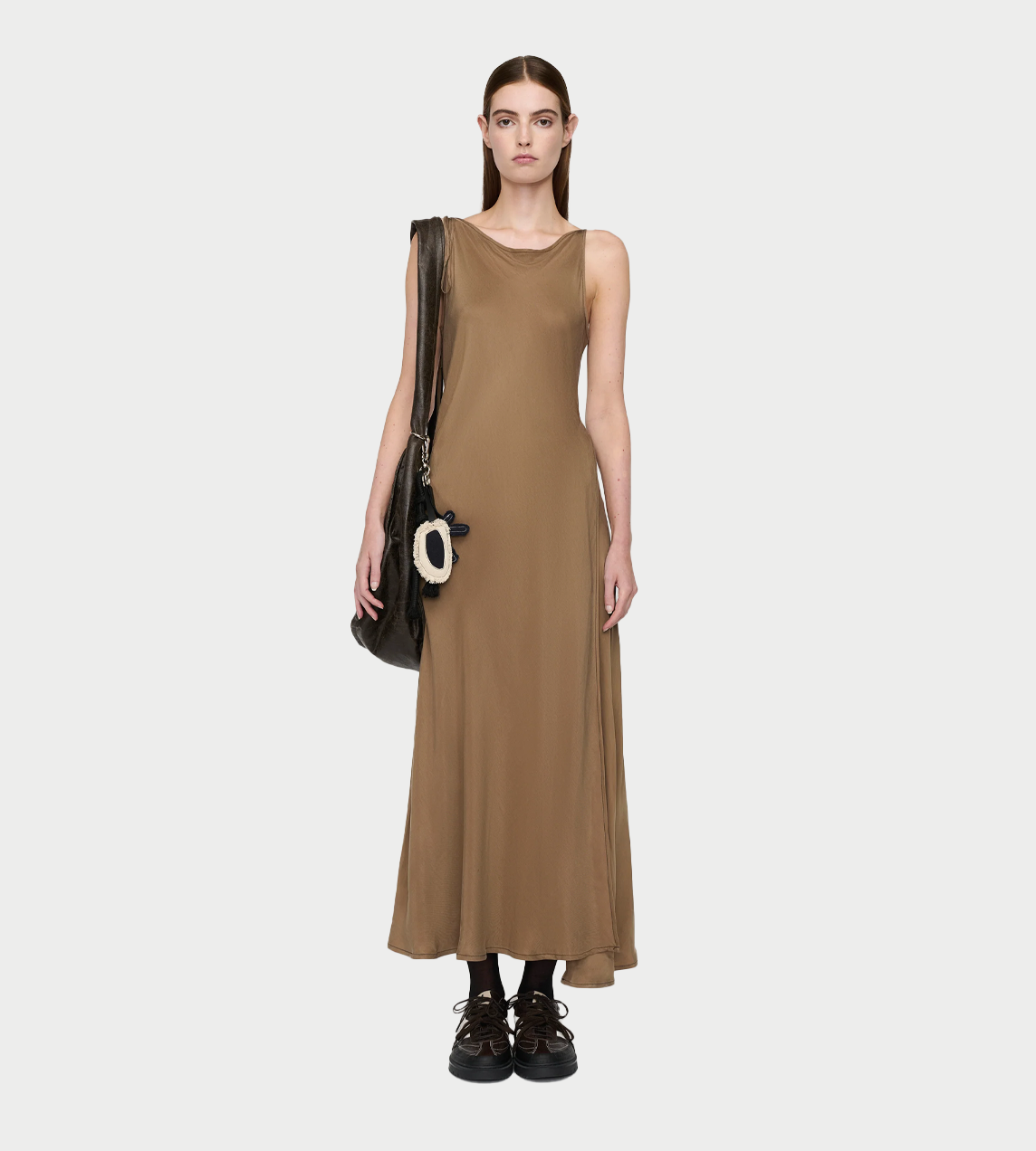 SONG FOR THE MUTE - Tied Wrap Dress Camel