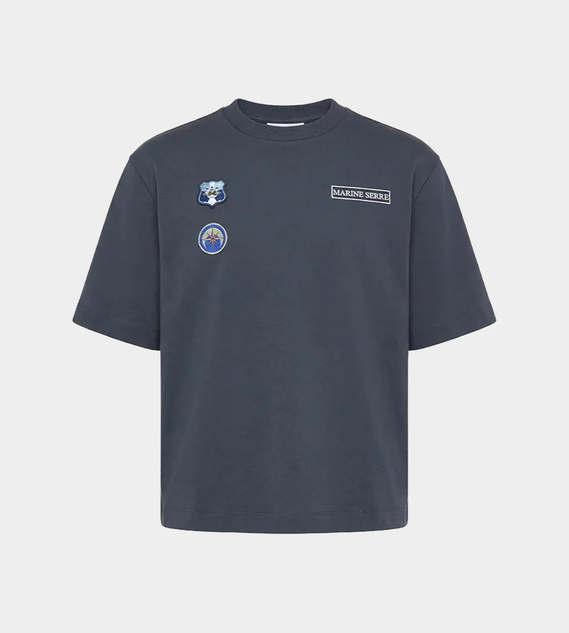 MARINE SERRE - Scout Patches Crewneck T-Shirt Blue