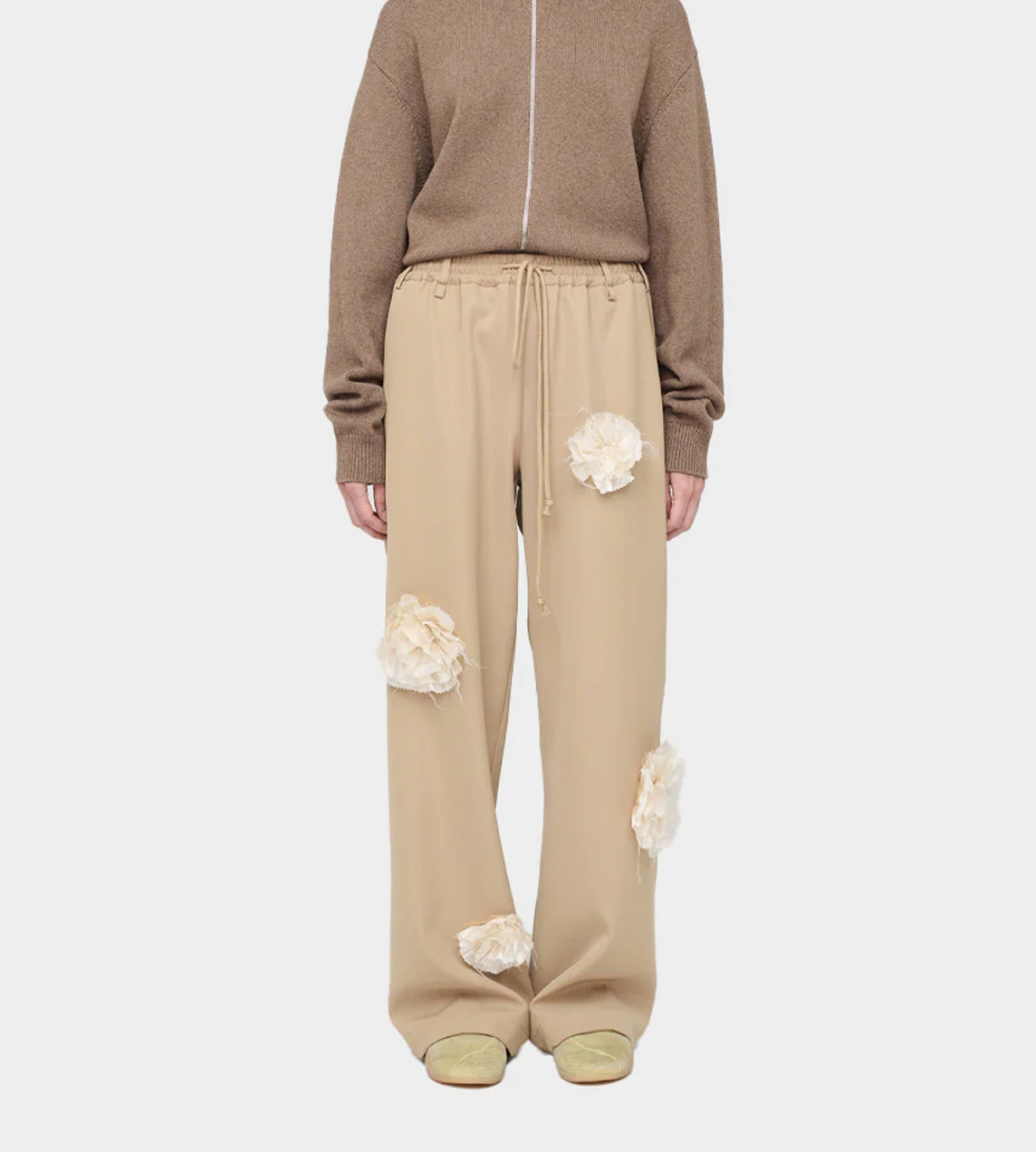 SONG FOR THE MUTE - Flower Relax Lounge Pants Camel