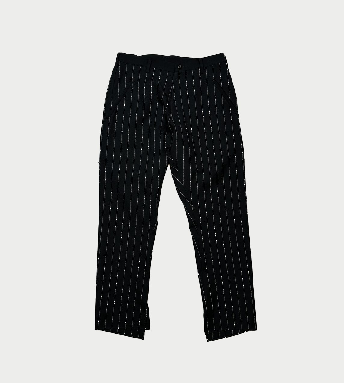 SULVAM - Wide Striped Slim Slit Pants Blk