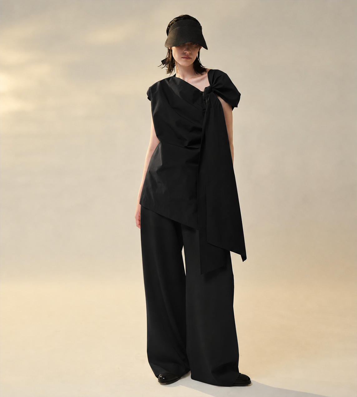 UJOH - Shoulder Tied Blouse Black
