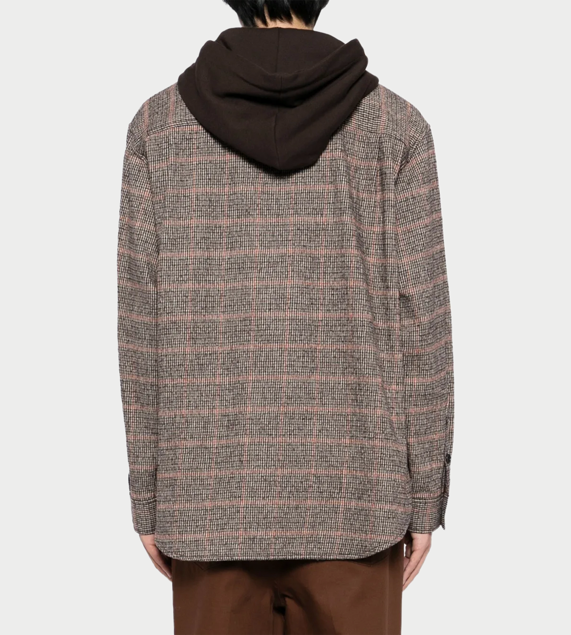 Hooded Wool Flannel Shirt Brown