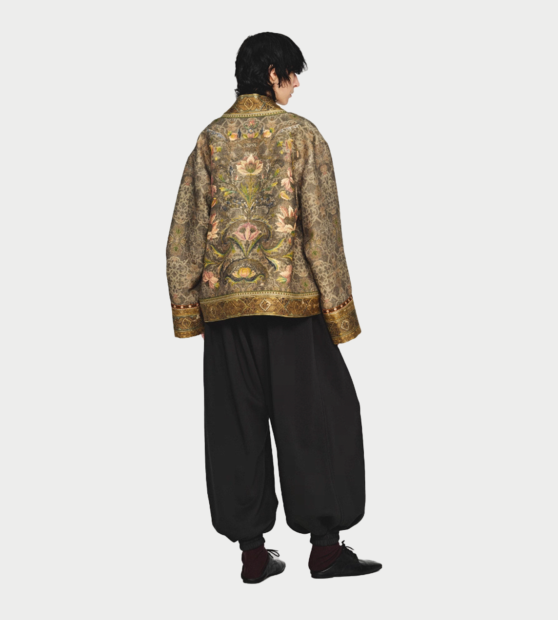 Moss Jacquard Tasar Silk Cardigan Green