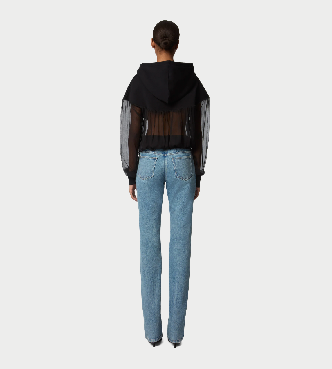 NINA RICCI - Fluid Chiffon Hoodie Blk