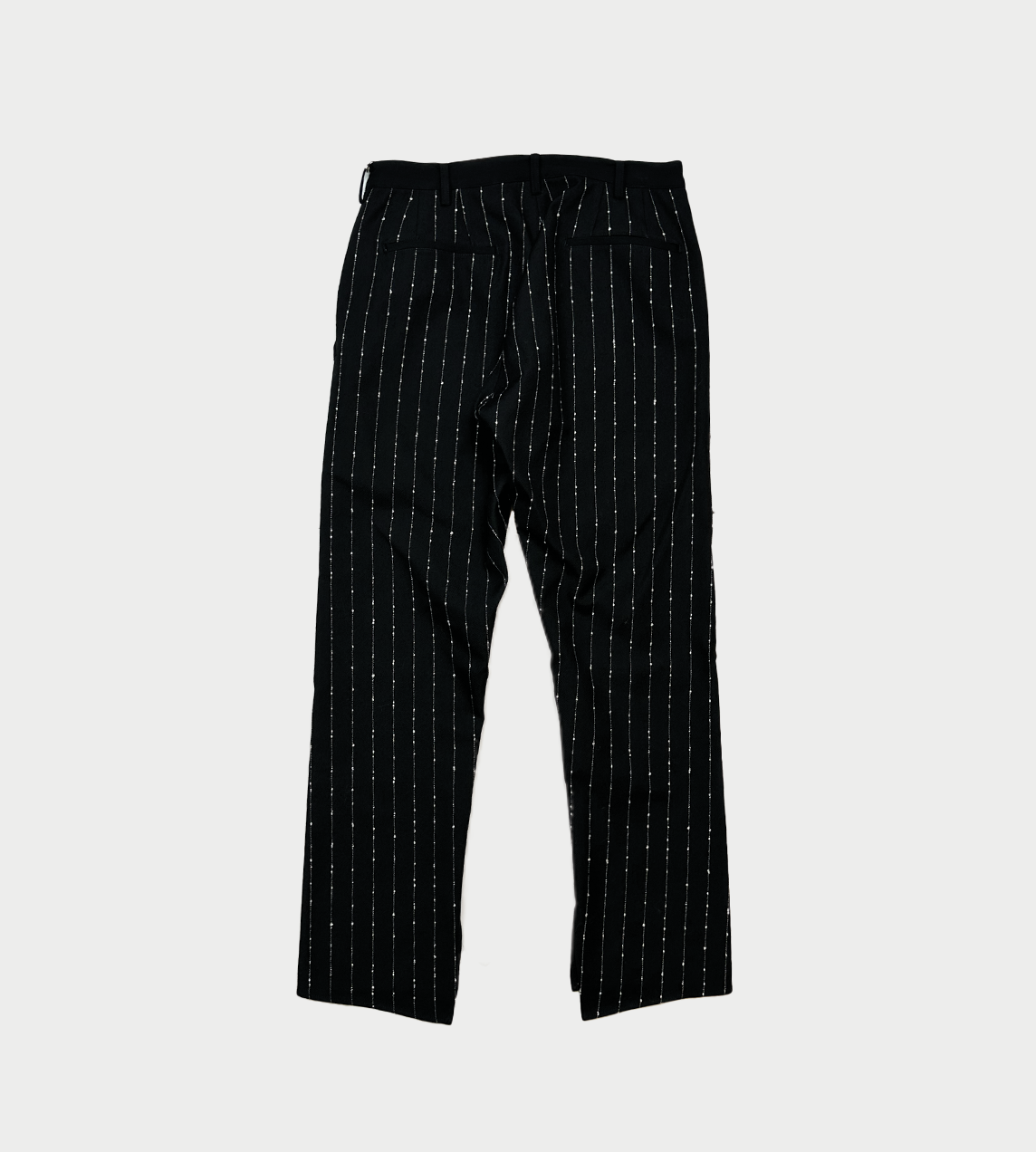 SULVAM - Wide Striped Slim Slit Pants Blk