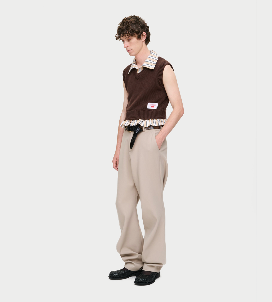 Charles Jeffrey Loverboy - Smart cropped vest Brown