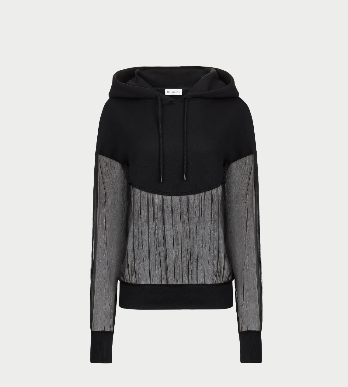 NINA RICCI - Fluid Chiffon Hoodie Blk