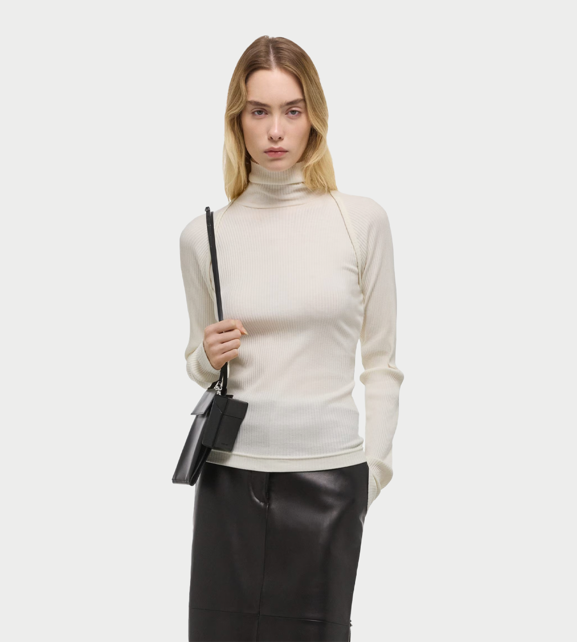 HELMUT LANG - 4x4 Turtleneck Top White