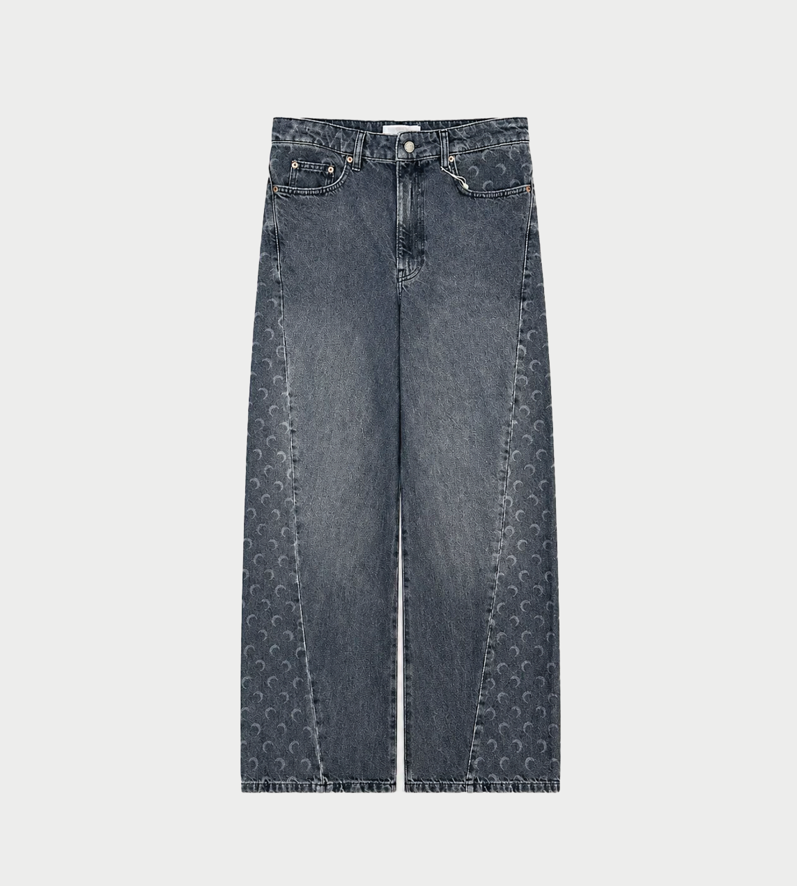 MARINE SERRE - Moon Laser Grey Wash Baggy Jeans W Dk Grey