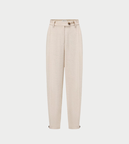 INTO THE EAST - Textured Wool Fringed Straight-leg Pants Ivory
