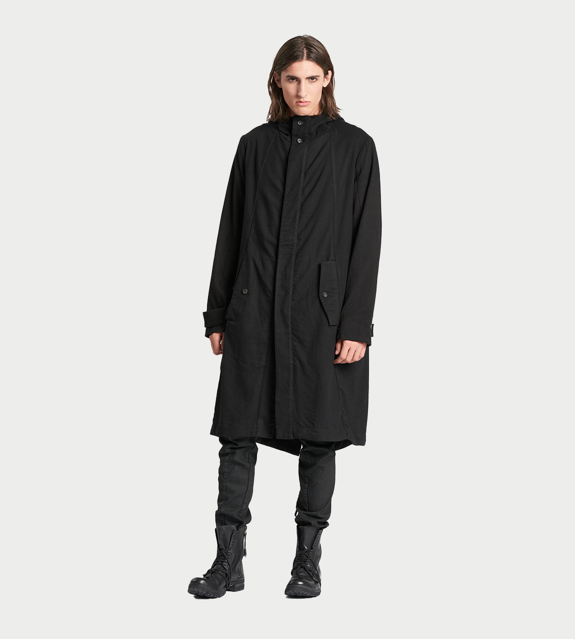 MASNADA - Double-layered Hooded Parka Blk