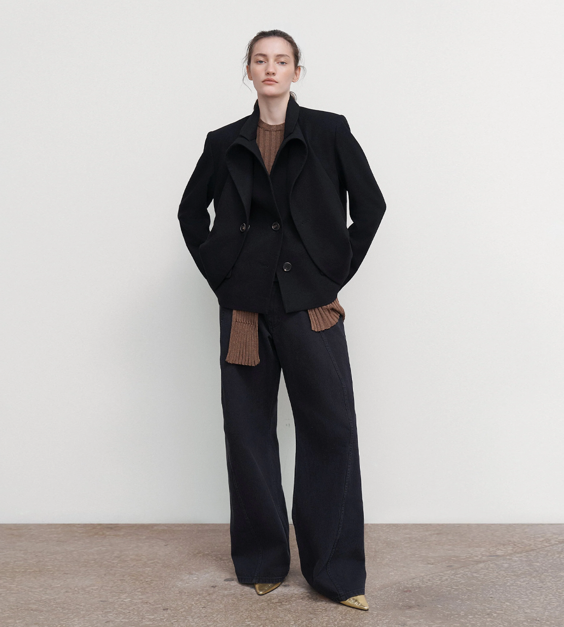 LITKOVSKA - Draped Wool Peacoat Blk