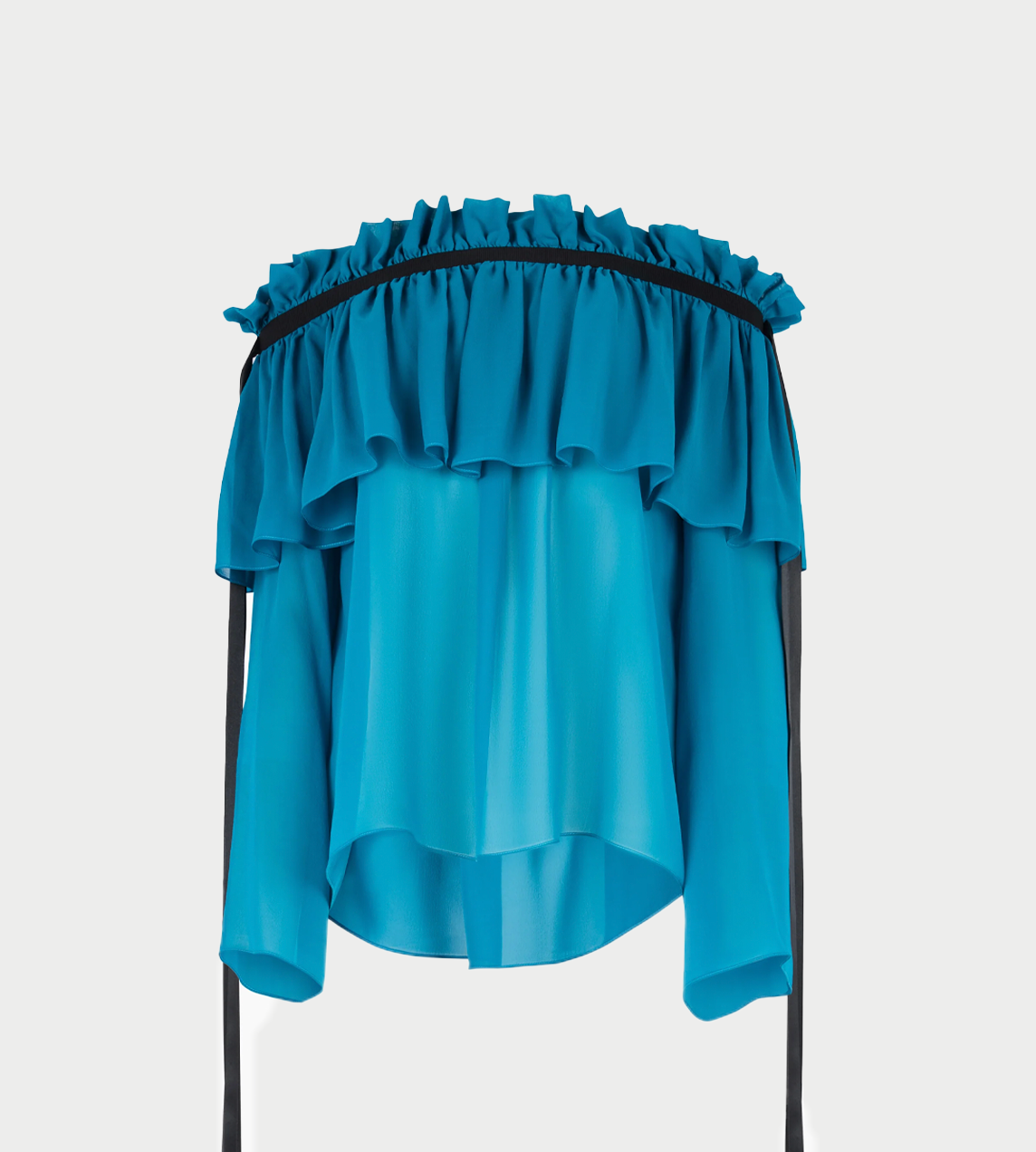 NINA RICCI - Boat Neck Silk Top Blue