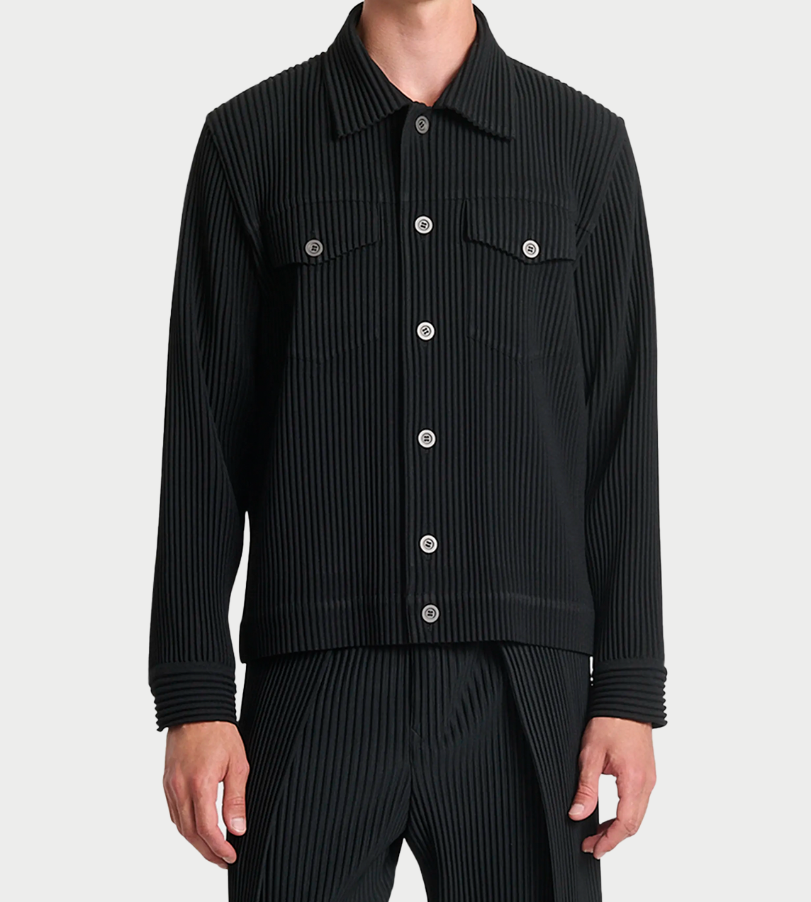 Homme Plisse Issey Miyake - Wool-like Pleated Jacket Black