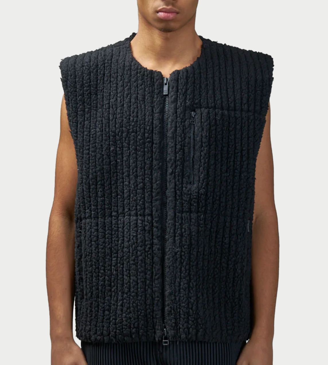 Pleated Teddy Vest Blk