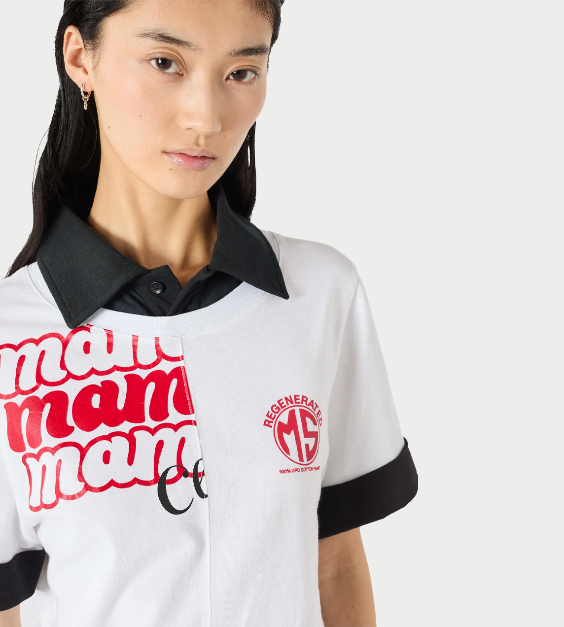 MARINE SERRE - Regenerated Jersey SS Polo T-Shirt White