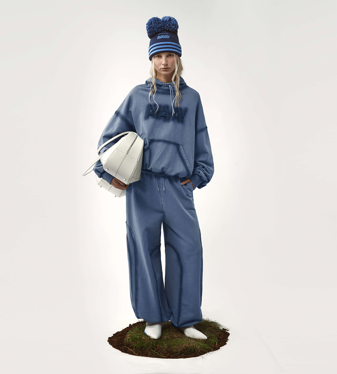 AVAVAV - Tim Shoulderless Hoodie Logo Blue