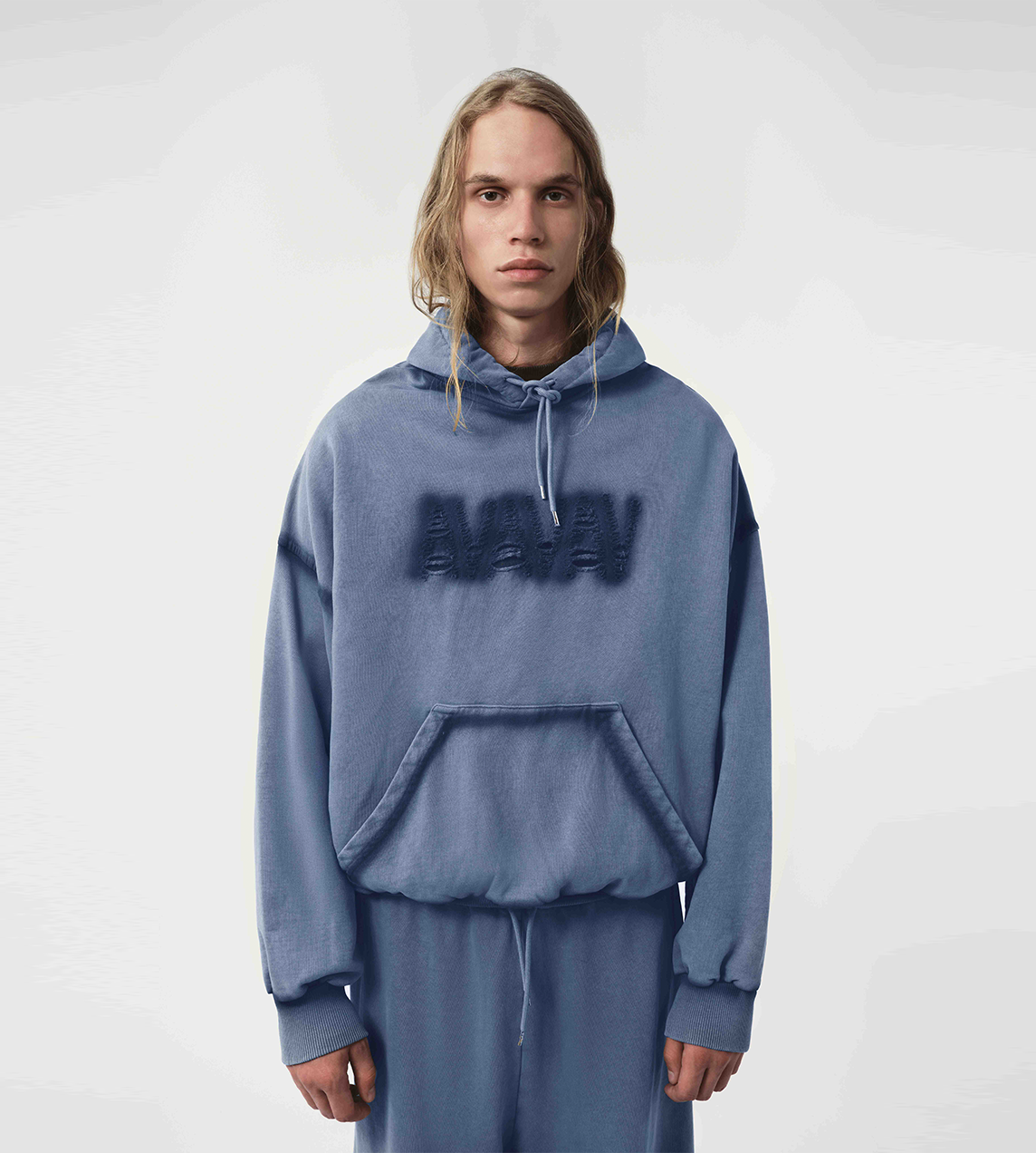 AVAVAV - Tim Shoulderless Hoodie Logo Blue