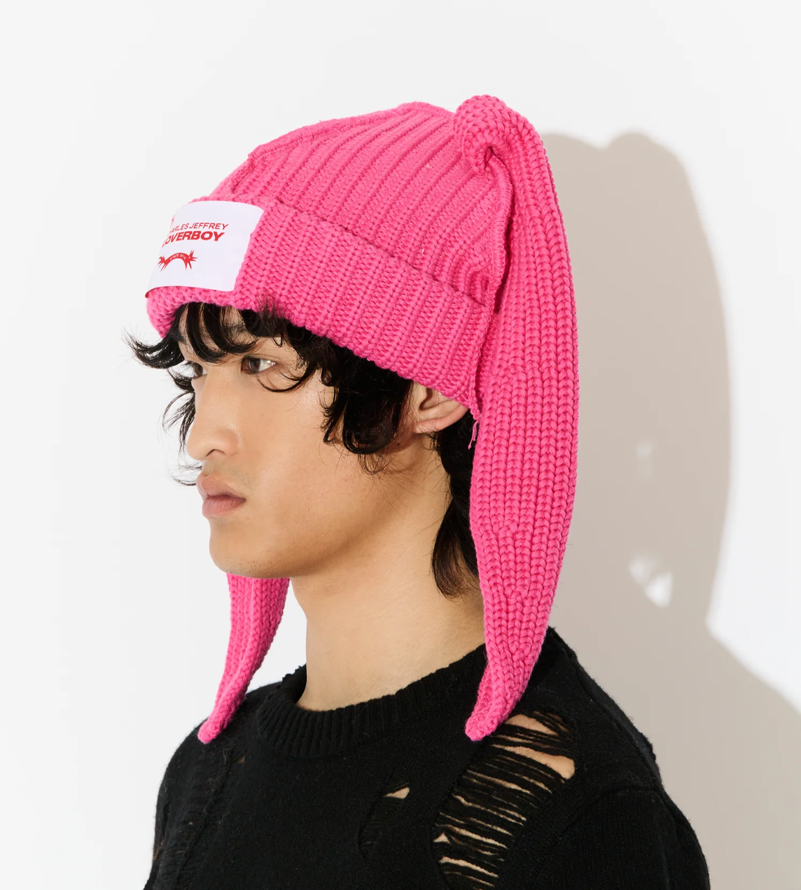 CHARLES JEFFERY LOVERBOY - Chunky Rabbit Beanie Pink