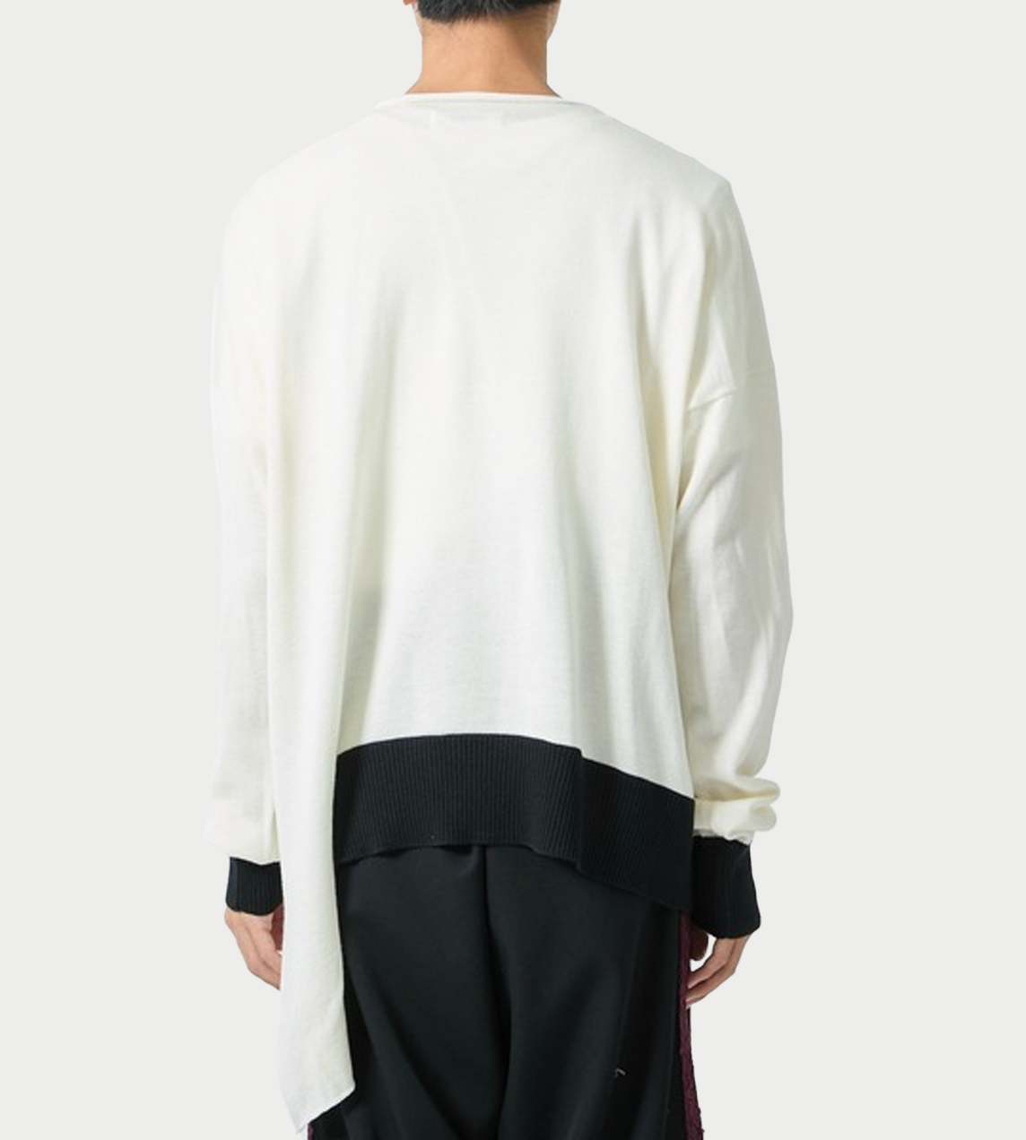SULVAM - Ribbed Hem Broken Knit White