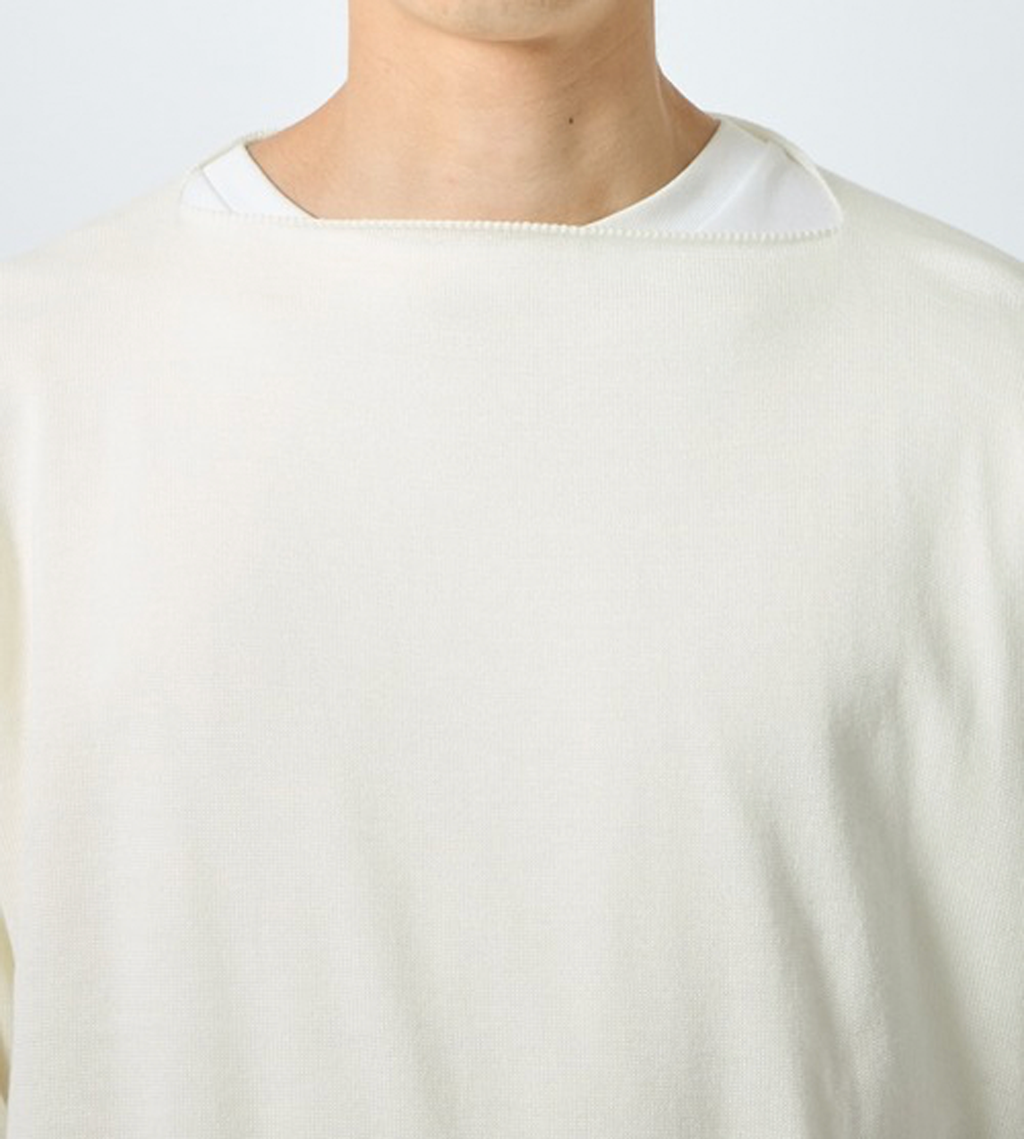 SULVAM - Ribbed Hem Broken Knit White