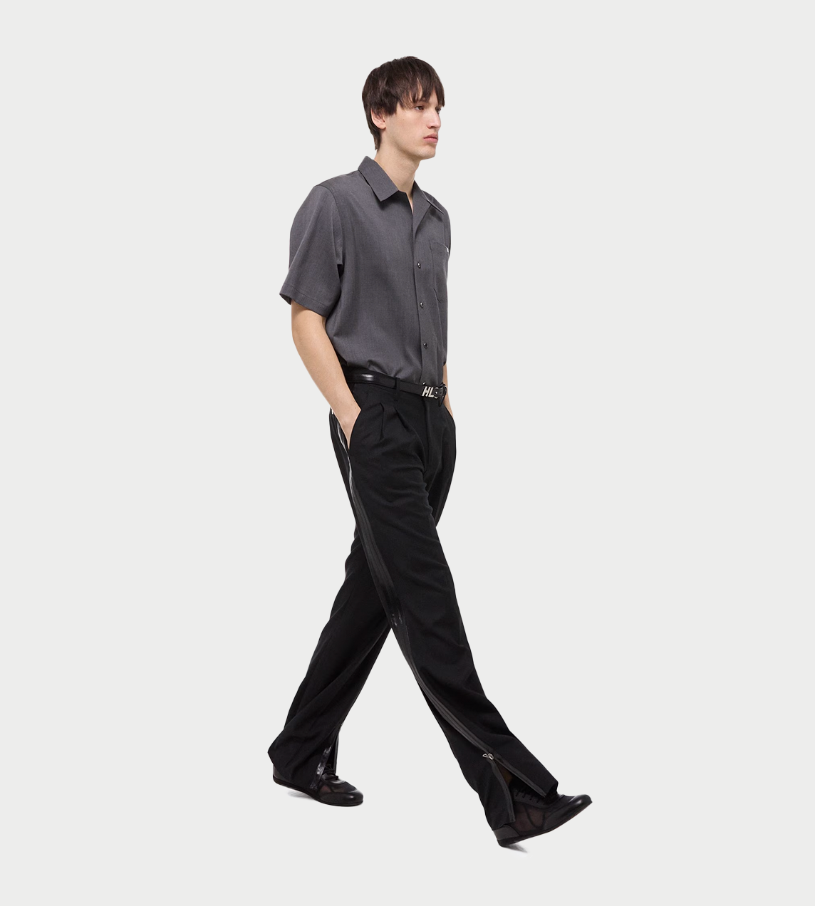 HELMUT LANG - Zip PLEATED Trousers Blk