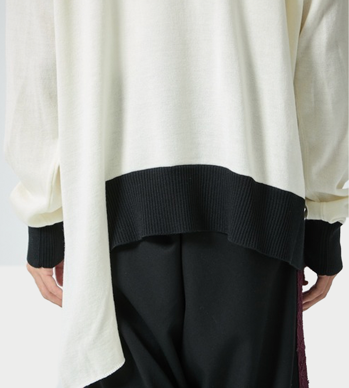 SULVAM - Ribbed Hem Broken Knit White