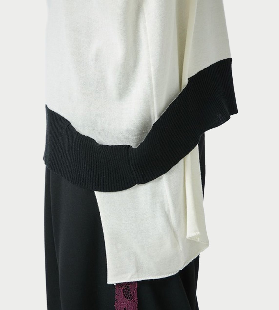 SULVAM - Ribbed Hem Broken Knit White