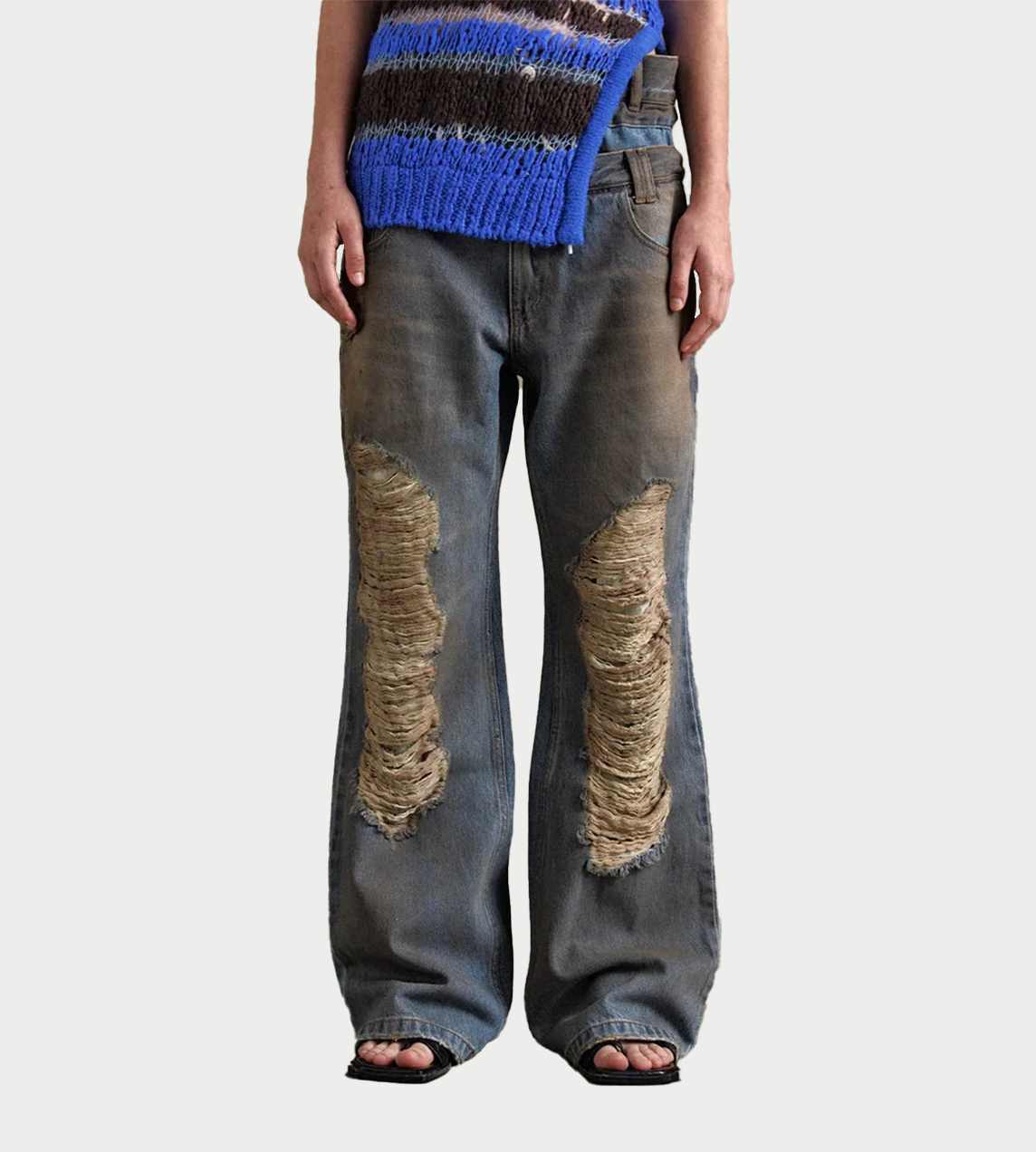 ANDERSSON BELL - Vintage Spray Double-waist Jeans Blue