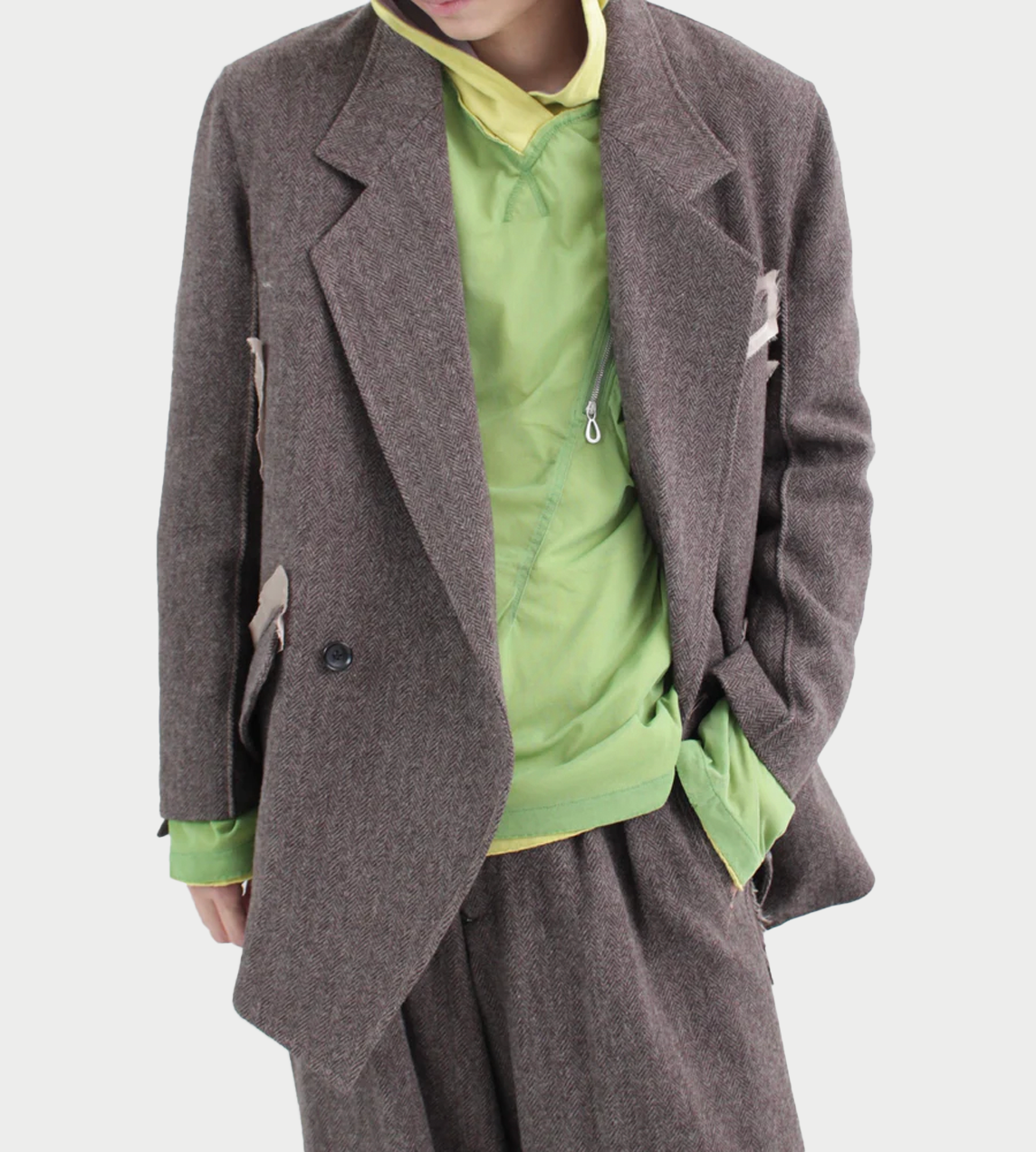 SULVAM - Muherringbone Lined Jacket Brown