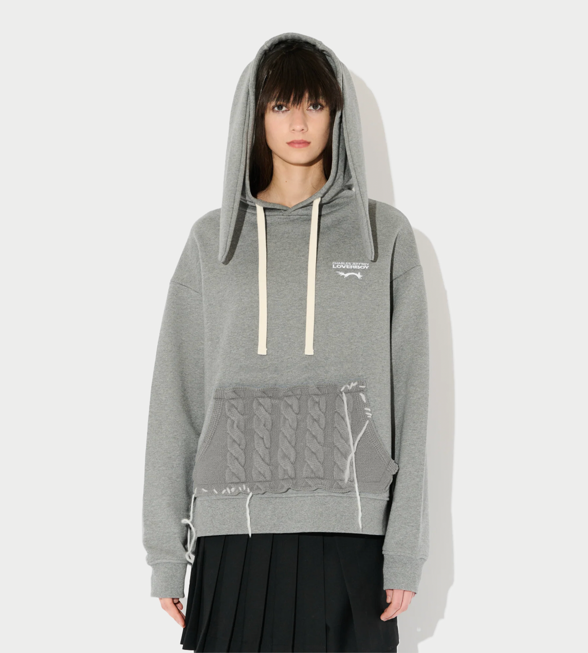 CHARLES JEFFERY LOVERBOY - Patch Rabbit Hoodie Grey
