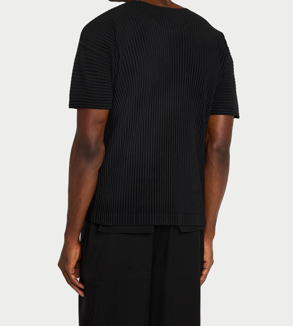 Basic Pleated Short Sleeve T-shirt Black