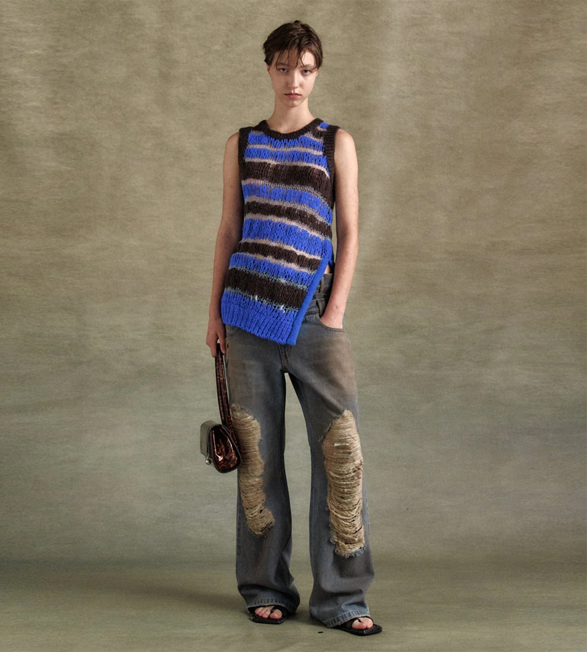 ANDERSSON BELL - Vintage Spray Double-waist Jeans Blue