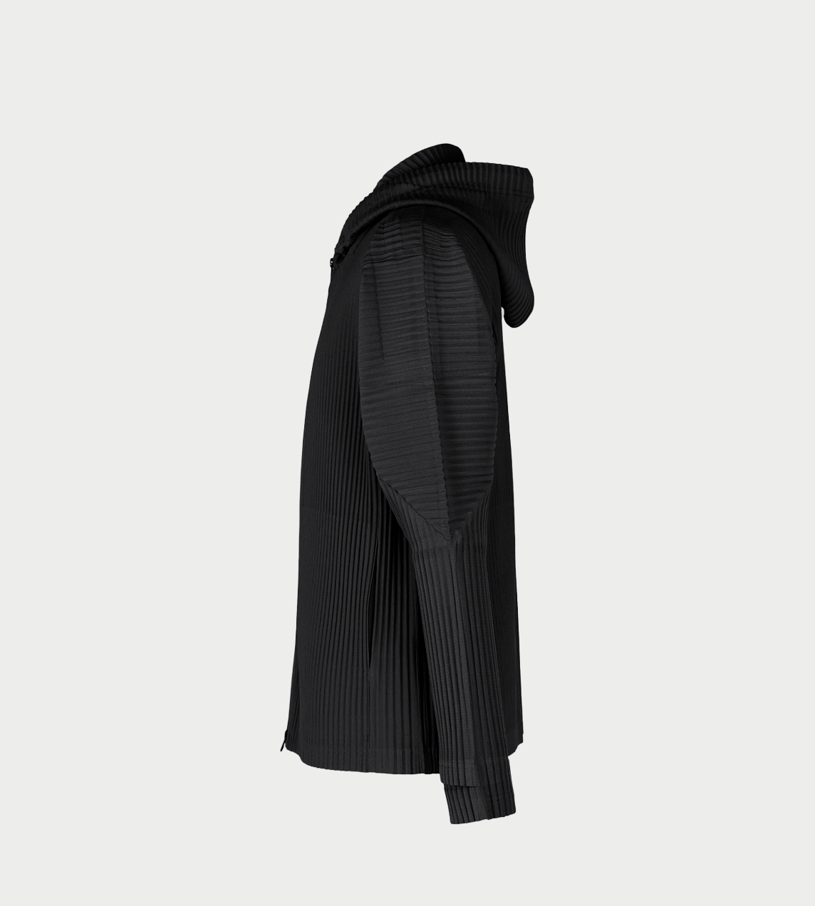 HOMME PLISSE ISSEY MIYAKE - Double-layered Sleeve Zip-up Hoodie Blk